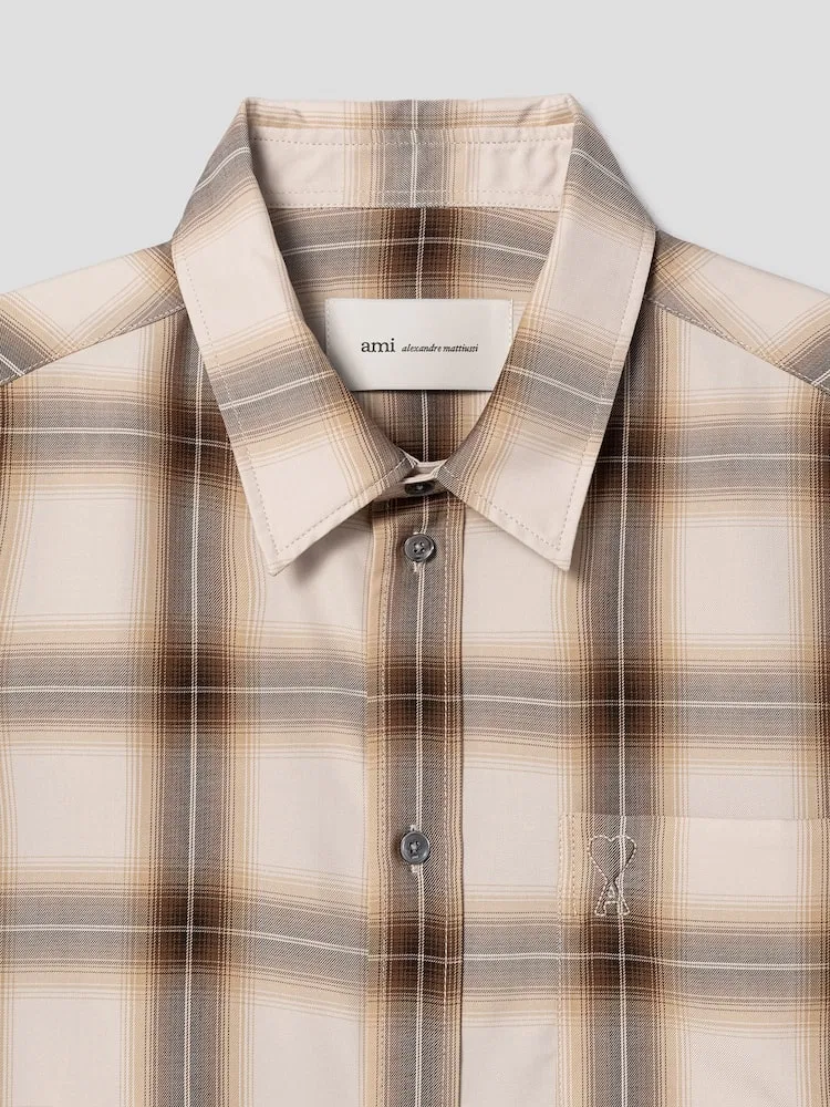 Женская рубашка оверсайз Boxy Shirt AMI PARIS, Taupe Beige/Caramel — фото 3