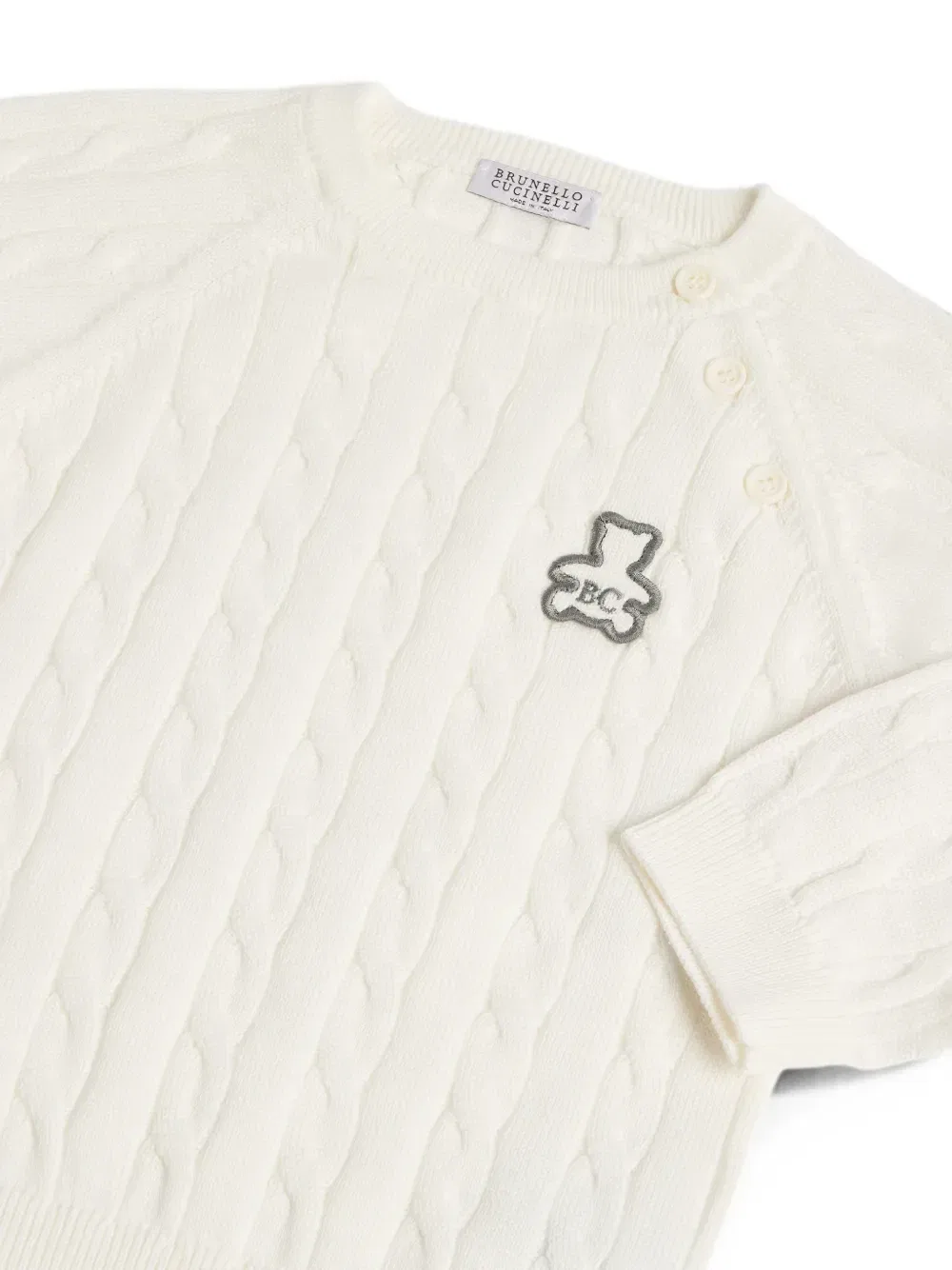 Вязаный из косы свитер Берни Brunello Cucinelli Kids, бежевый — фото 3