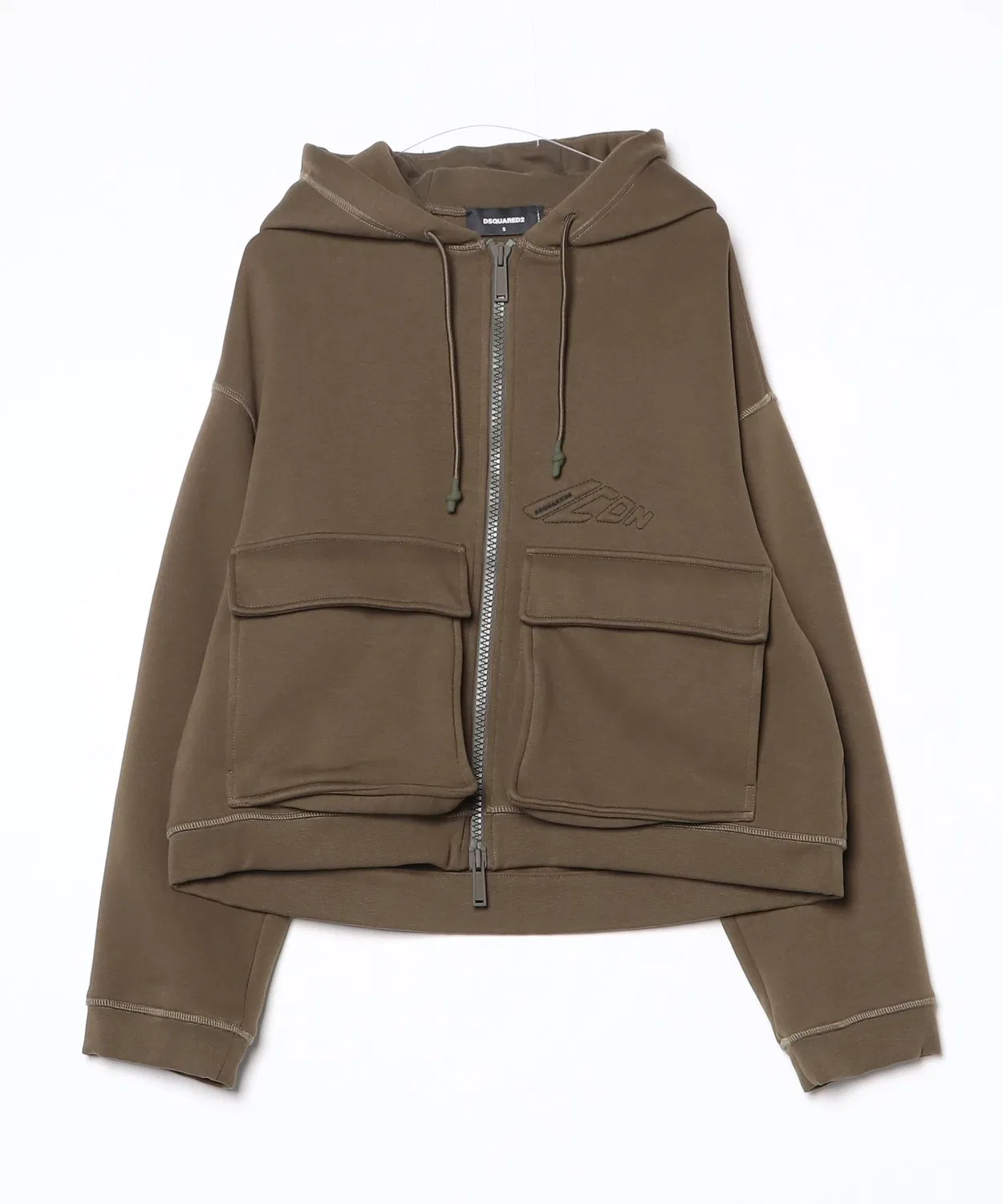 Мужское худи с капюшоном с принтом Icon Baloon Cargo Hoodie DSQUARED2, Арми