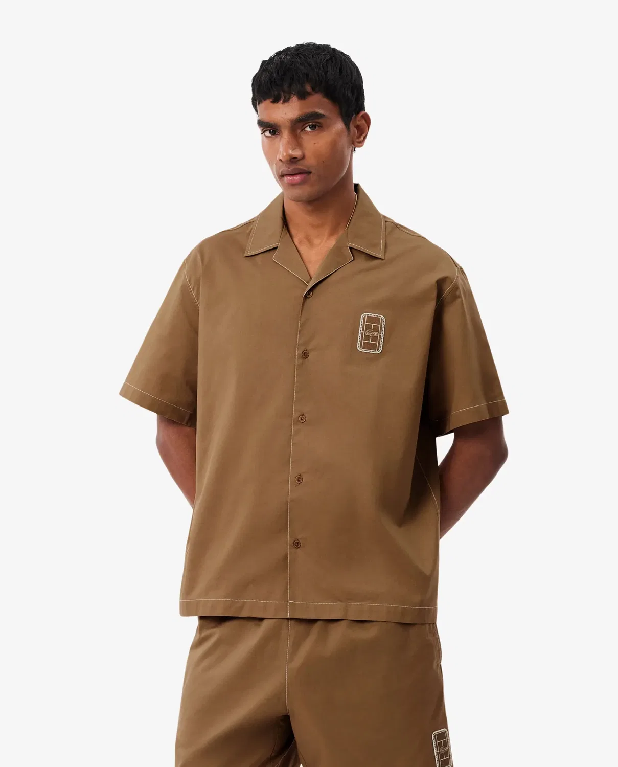 Мужская рубашка с коротким рукавом из органического хлопка Lacoste, Marrón