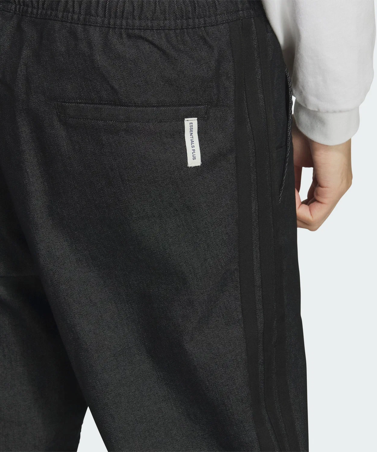 Мужские спортивные брюки с открытым низом, модель Essentials Plus, Adidas, Black — фото 4