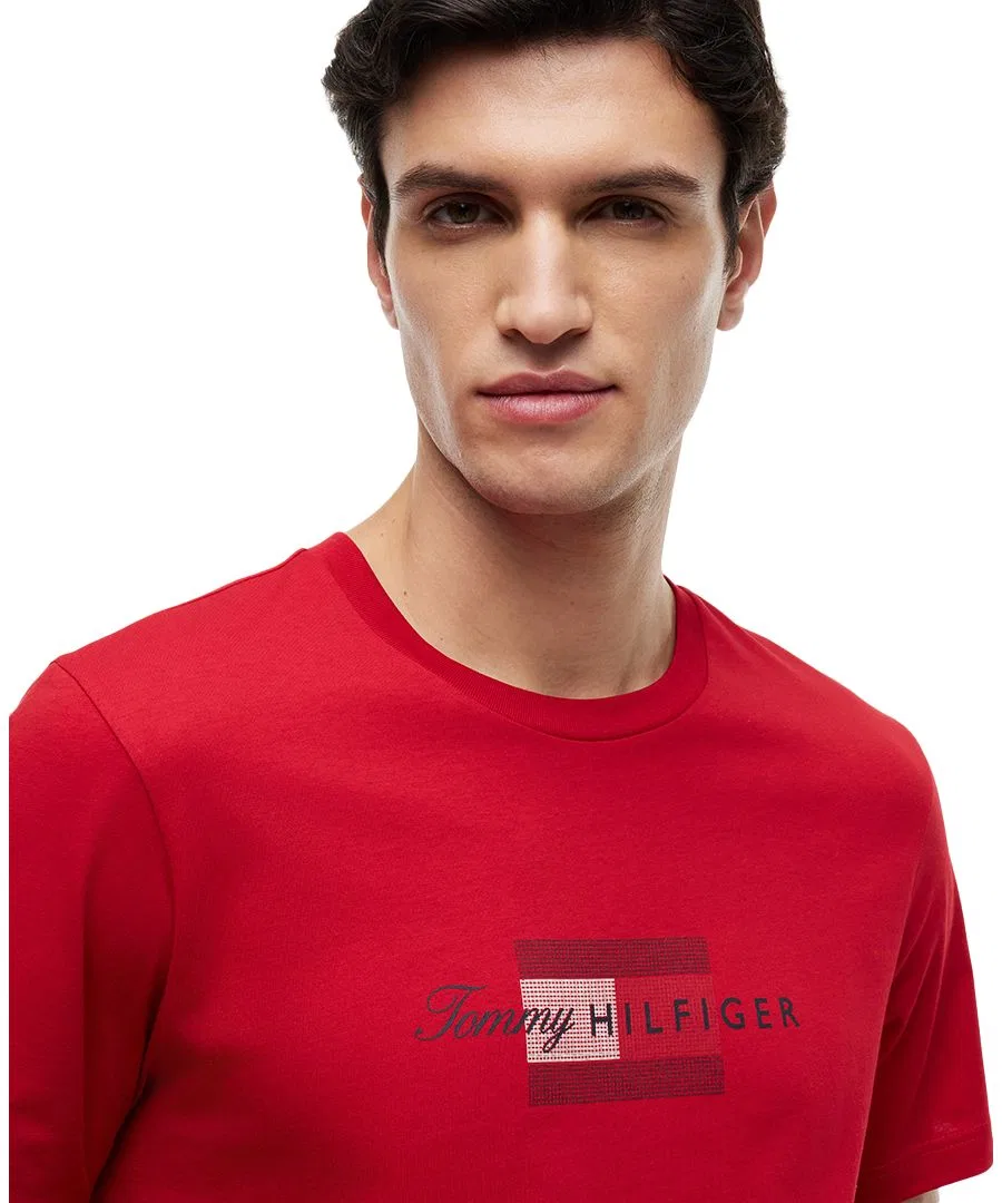Футболка мужская свободного кроя Script Flag Tommy Hilfiger, Medium Red — фото 3
