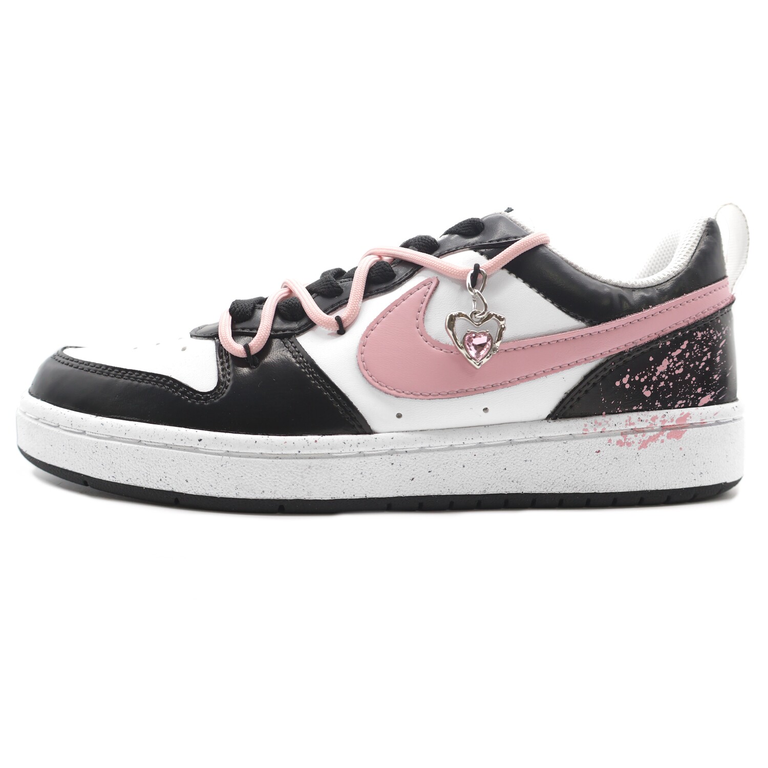 

Кроссовки Nike Court Borough Skateboarding Shoes Women's Low-top Black, Pink, White, черный