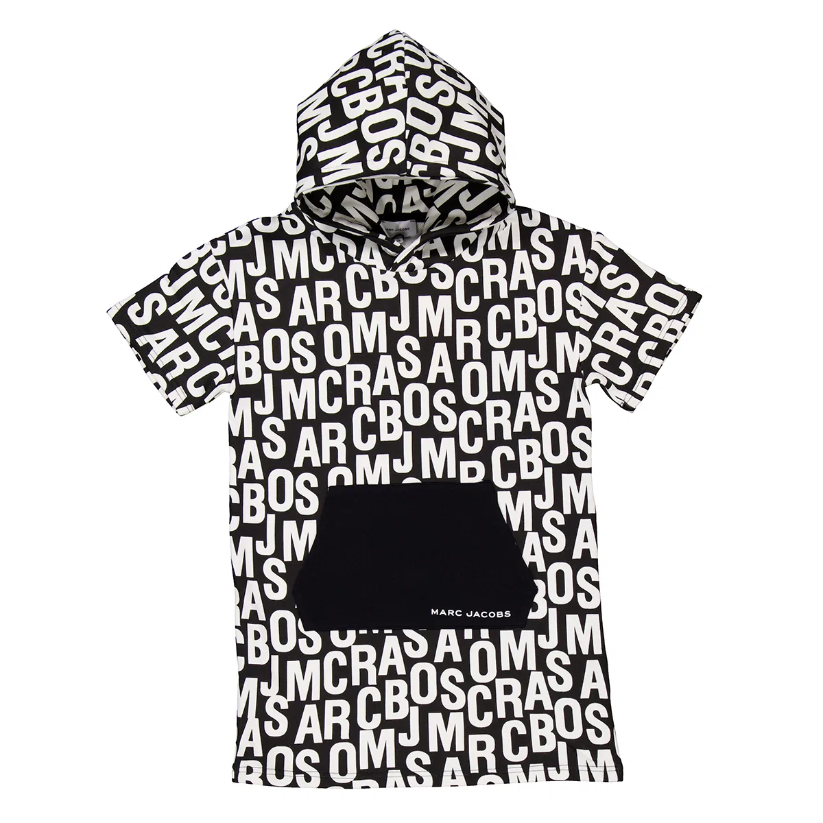 Платье с принтом Girls All-Over Logo Print Cotton-Blend Dress Little Marc Jacobs, Black