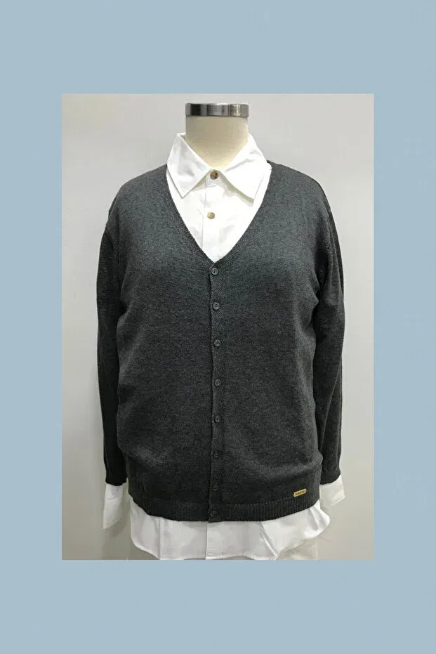 Детский кардиган с V-образным вырезом Basics Nonno Kids, Anthracite