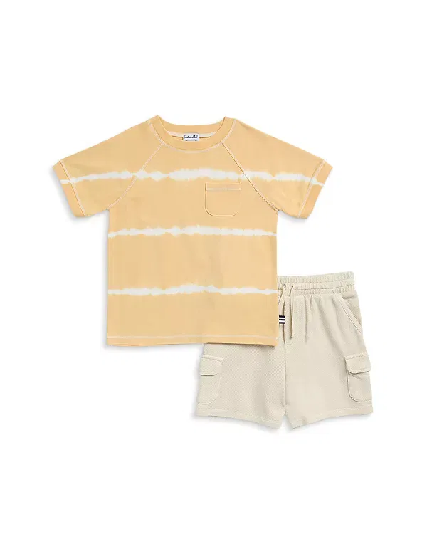 Детский комплект для мальчиков с принтом Sunny Tie Dyed Tee & Cargo Shorts Set Splendid, Sunny Yellow Tie Dye