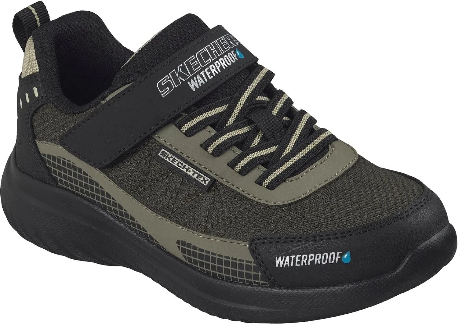 Детские кроссовки для мальчиков Bounder 2.0 Aqua Pace Skechers, Black Olive Synthetic Textile Silver Trim — фото 2