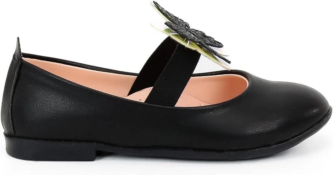Детские туфли-балетки для девочек с блестками Mary Janes SIRRI, Black — фото 4