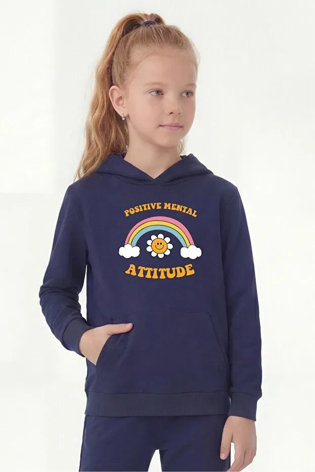 Детский комплект свитшотов с капюшоном с принтом Ya Ko Kids, Black-Grey-Navy Blue — фото 3