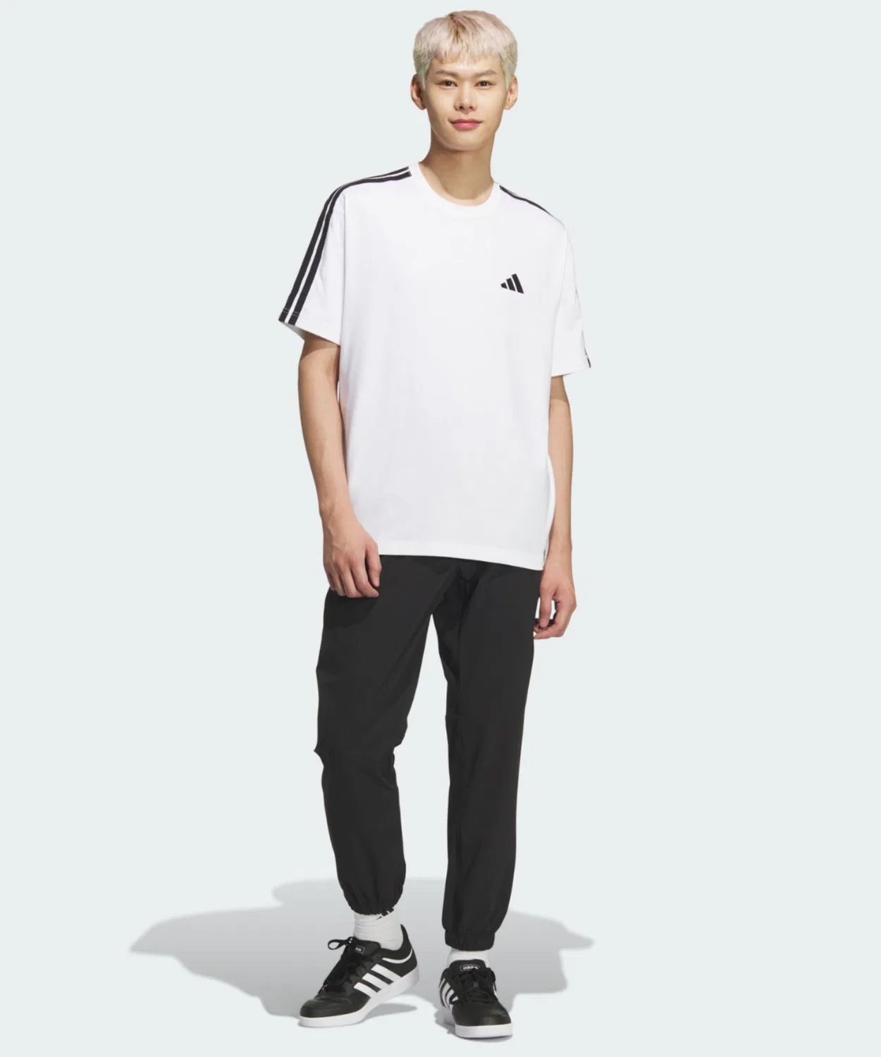 Мужская футболка с длинным рукавомEssential Plus Loose Fit Three Stripes Adidas, White — фото 3