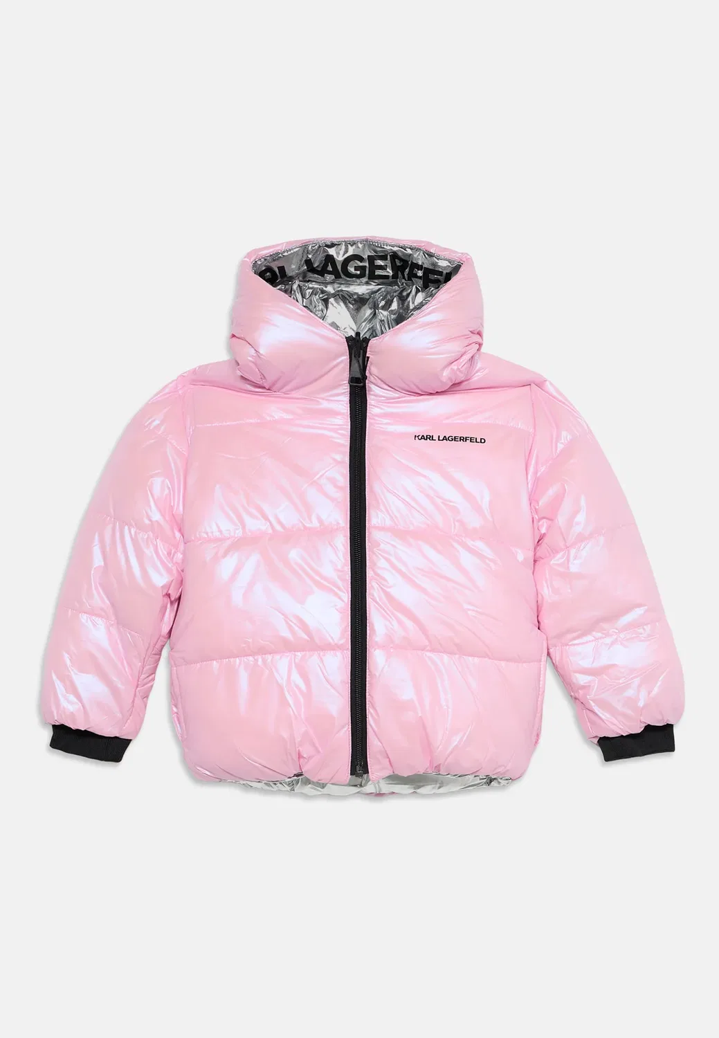 Двусторонняя пуховая куртка - зимняя куртка Karl Lagerfeld Kids, Pink Grey — фото 3