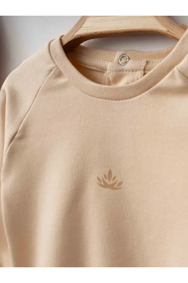 Детские свитшот для девочек хлопковый Honeybean Organic Cotton Baby Sweatshirt Gots Certified Eslenza, Beige — фото 2