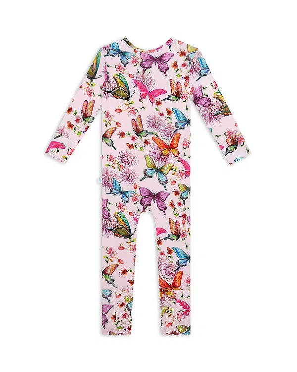 Детский комбинезон для девочек с принтом Watercolor Butterfly Posh Peanut, Open Pink — фото 2