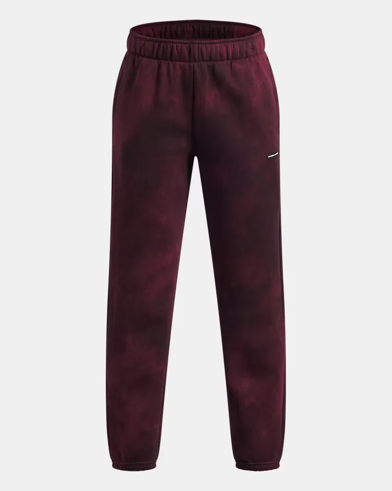 Детские штаны на флисе с начесом, внутренний шов 63,5 см, UA Icon UnderArmour, Dark Maroon/Black — фото 4