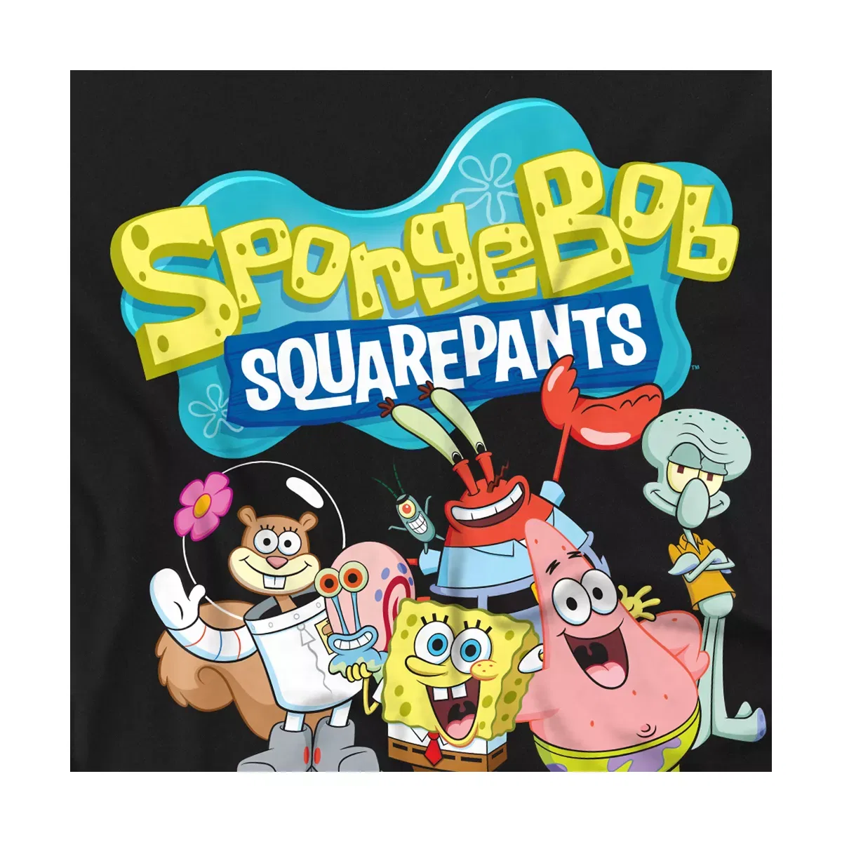 Детское футболка с принтом Spongebob Logo Friends SpongeBob, Black — фото 3