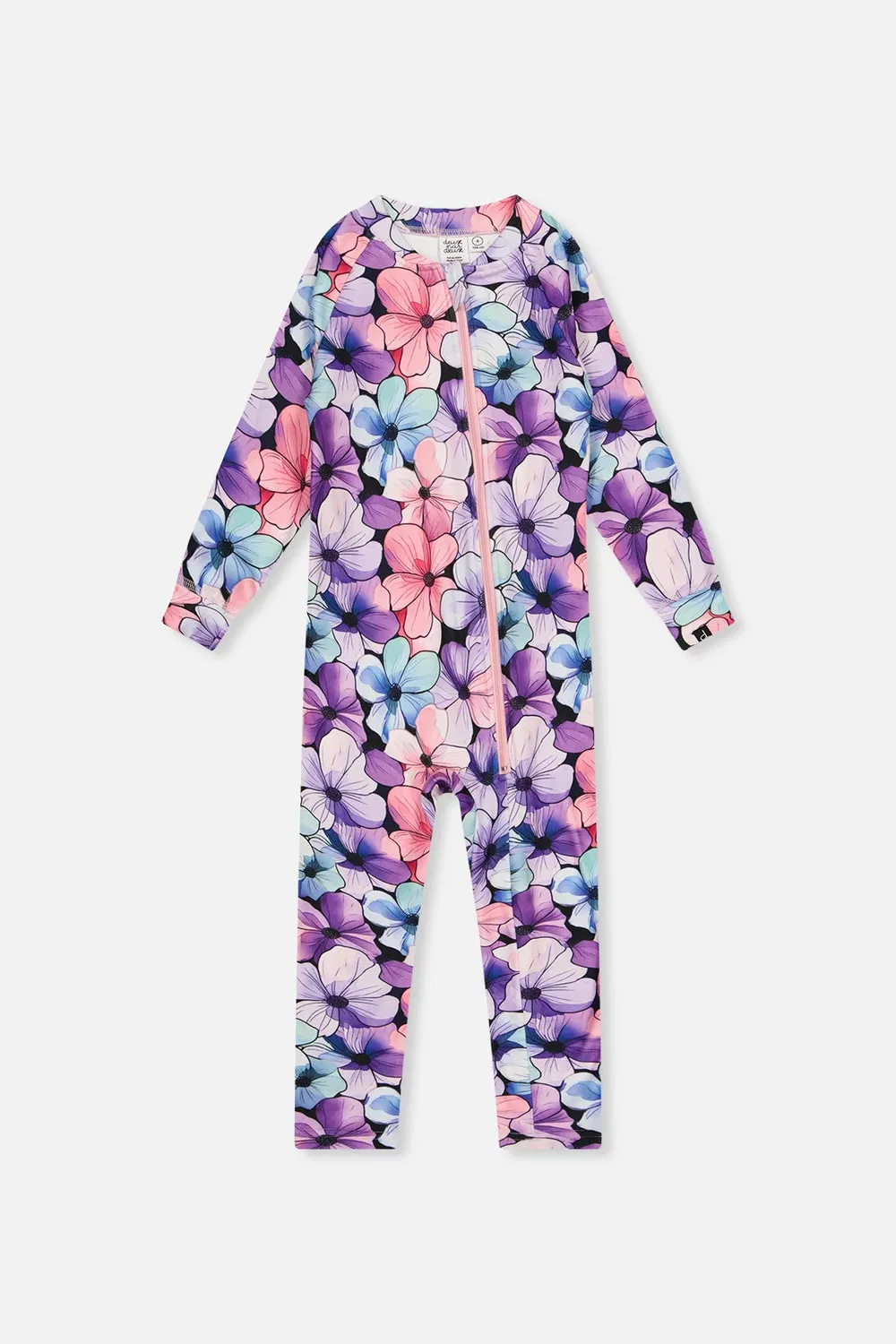 Детский комбинезон-термобелье с принтом Deux par Deux, Purple Floral Print
