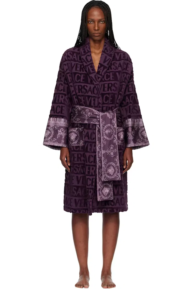 Фиолетовый халат с надписью Я люблю барокко Versace