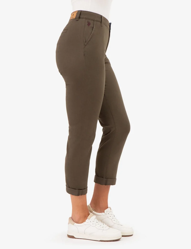 Женские брюки U.S. Polo Assn. Straight Chino, зеленый — фото 3