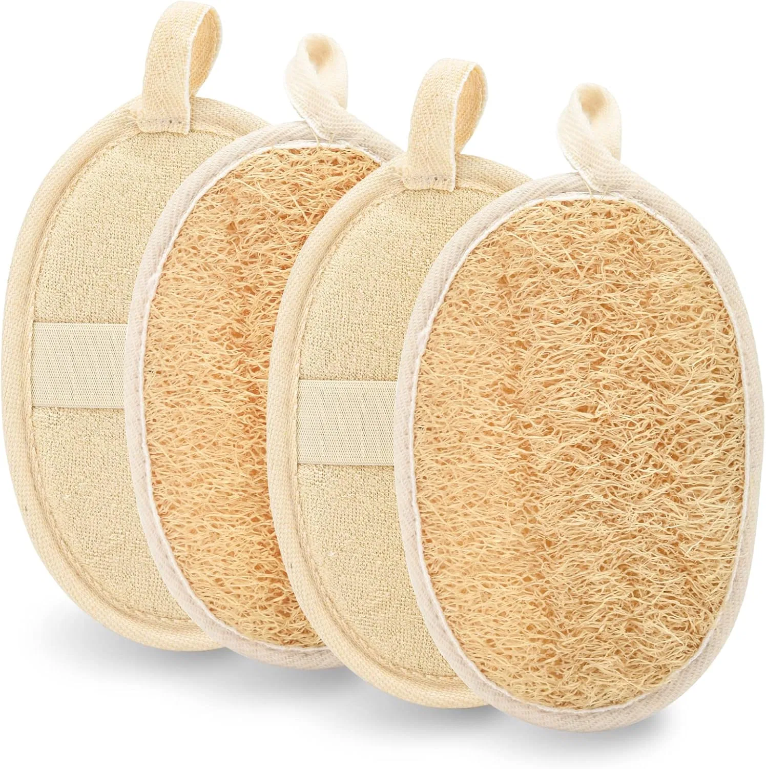 Мочалка из люфы 4 шт, Olyee, Beige