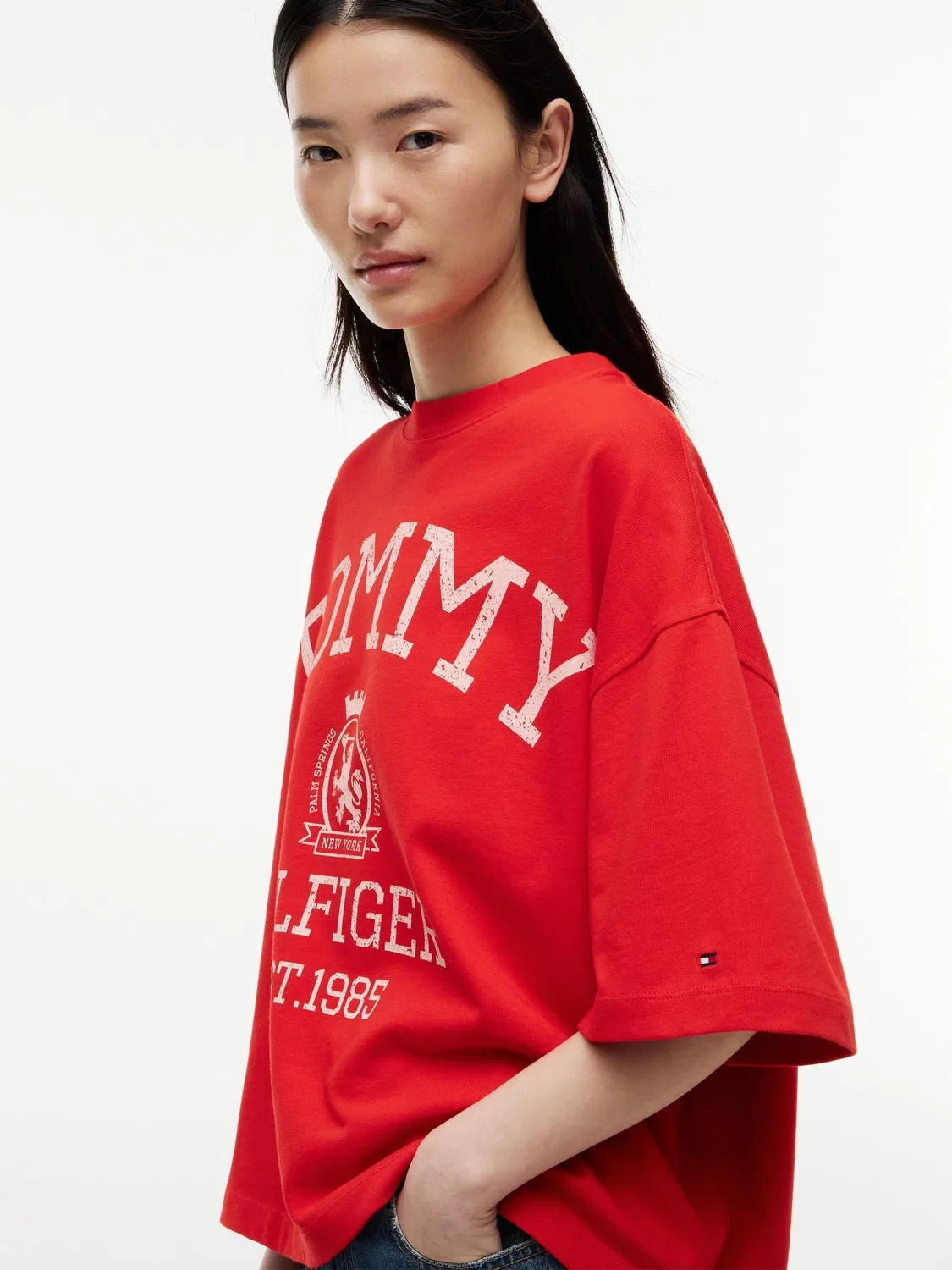 Футболка свободного кроя Tommy Hilfiger с логотипом, красный — фото 4