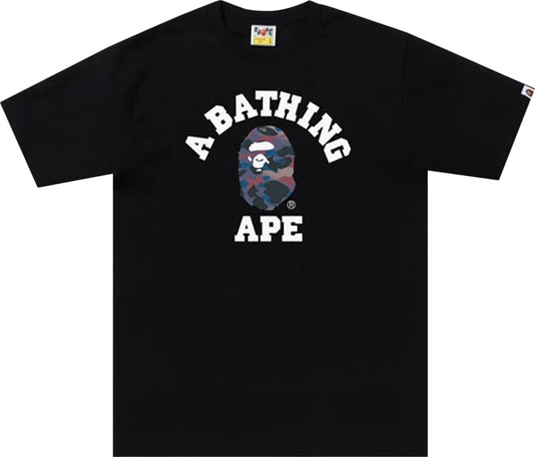 

Футболка BAPE Grid Camo College Tee 'Black/Purple', черный