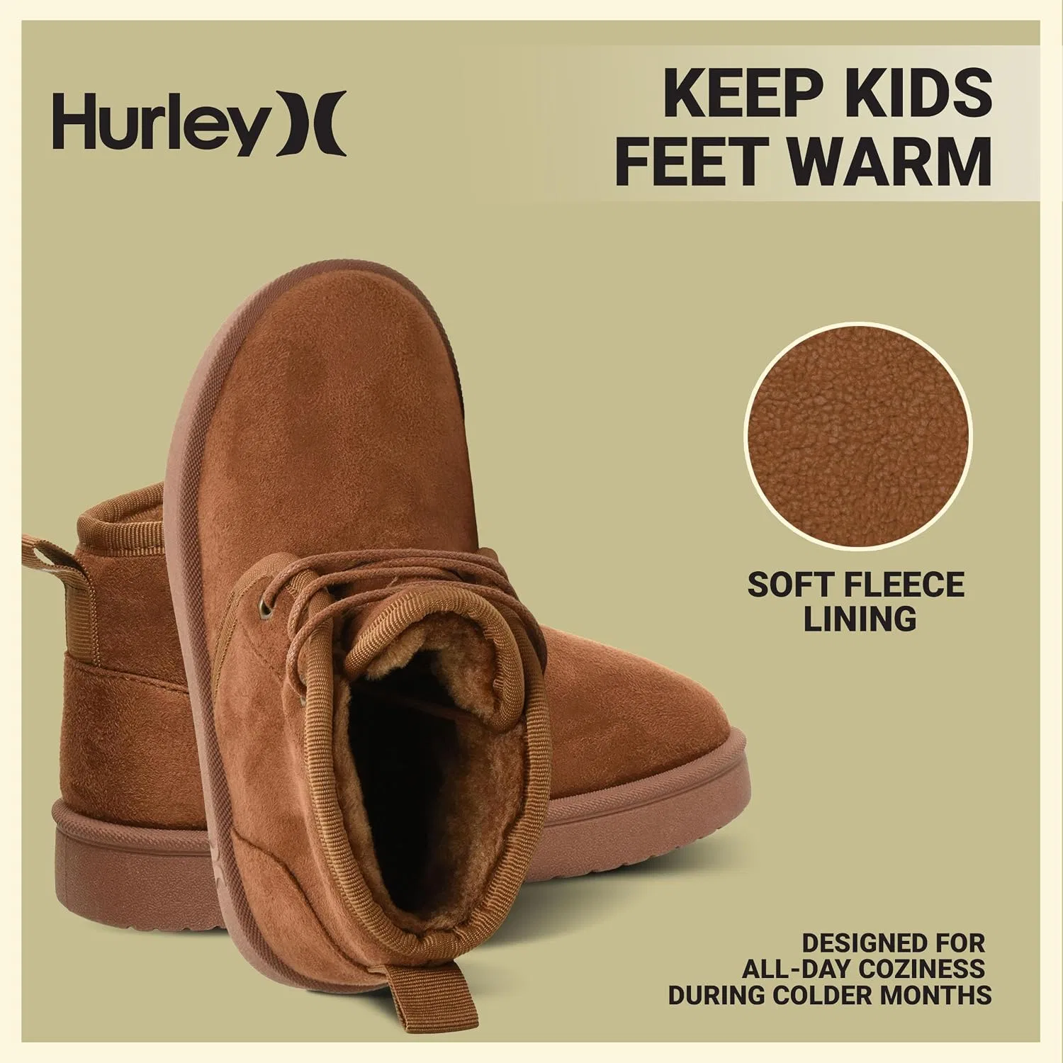 Детские зимние ботинки на шнуровке с флисовой подкладкой Mosi Winter Boots Hurley, Chestnut — фото 4