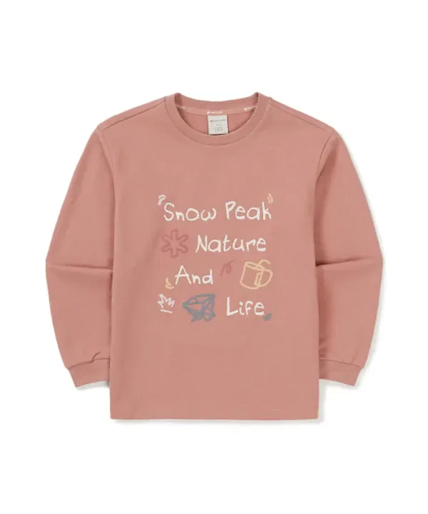 Футболка с длинным рукавом с графическим принтом, Doodle Snowpeak Apparel Kids, коралловый — фото 2