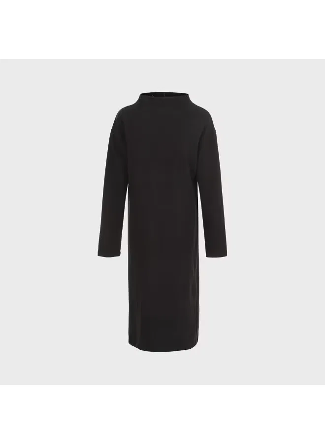Платье трикотажное с полузакрытым воротом Zara, черный — фото 2