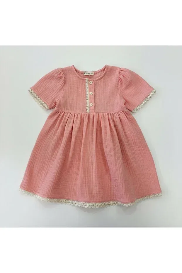 Детское платье для девочек хлопковое Put-On-Out Bobby Jr Kidswear, Salmon — фото 2