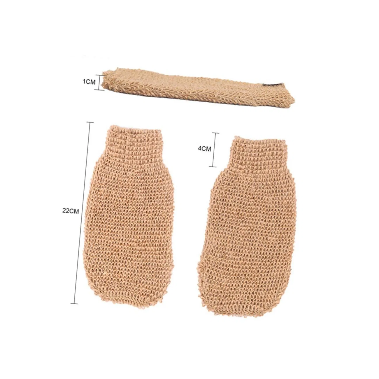 Перчатки для пилинга тела из рами и джута, 2 шт, DECOMELODY, 22x12x3 см, Beige — фото 2
