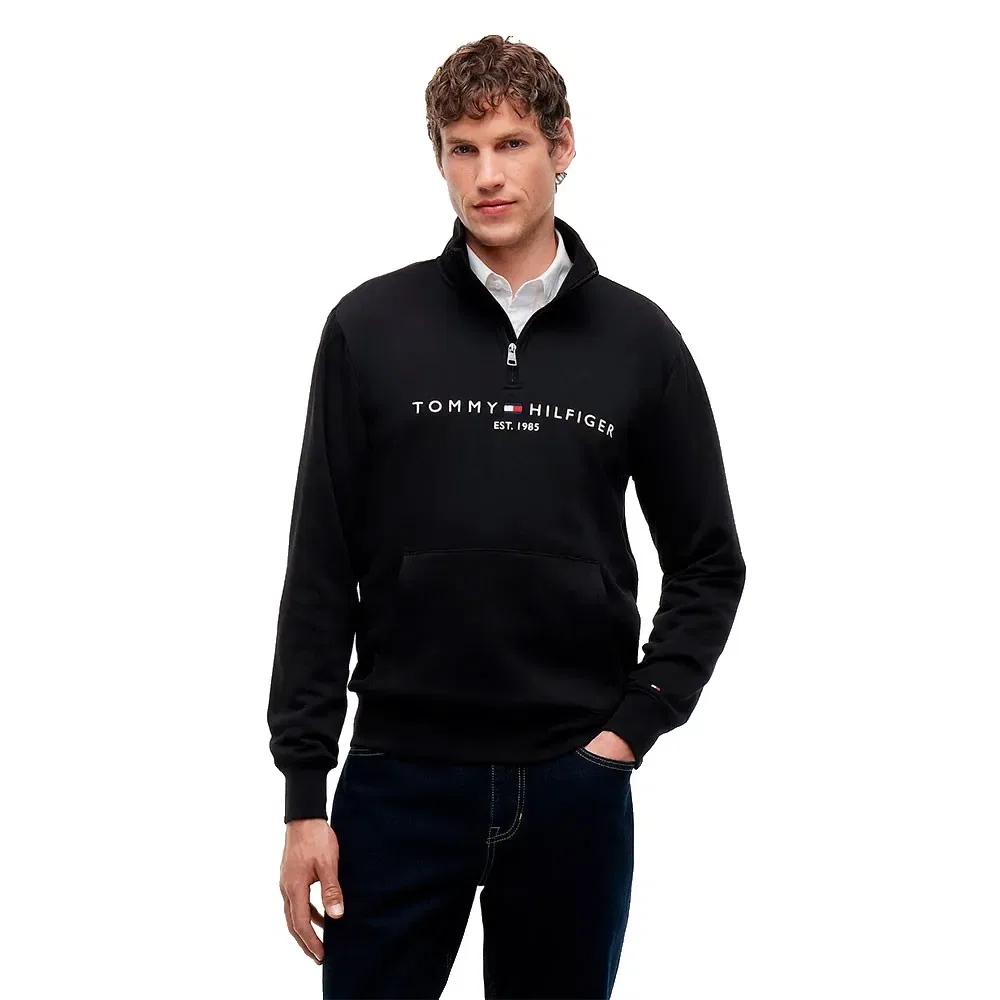 Свитшот с полузастежкой Tommy Logo Tommy Hilfiger, черный
