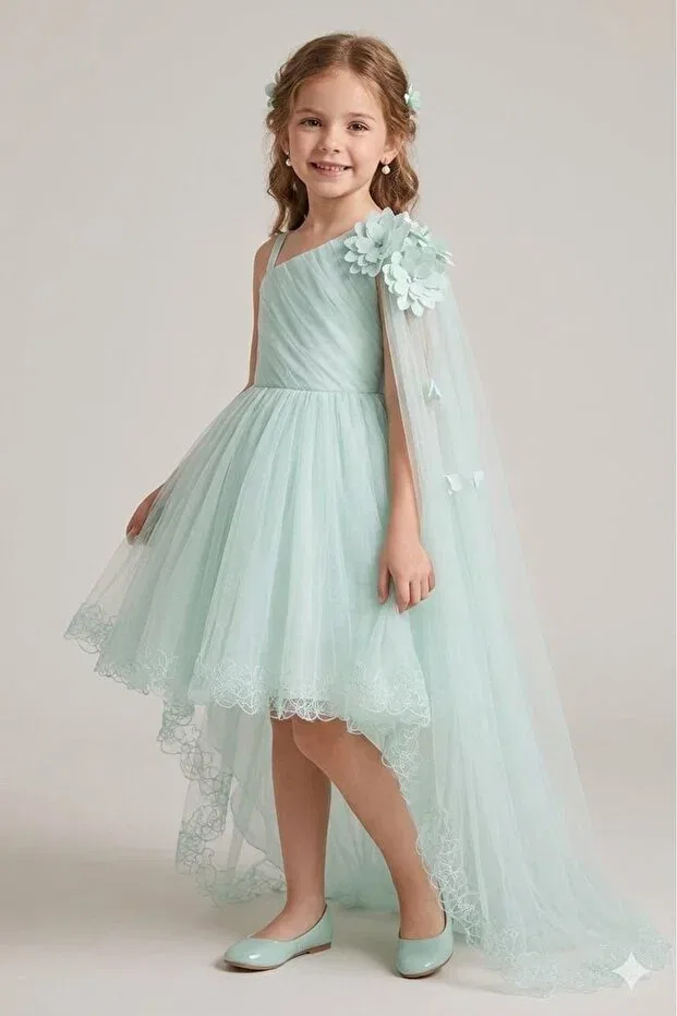 Детское платье для девочек с принтом Zeybaby, Turquoise — фото 2