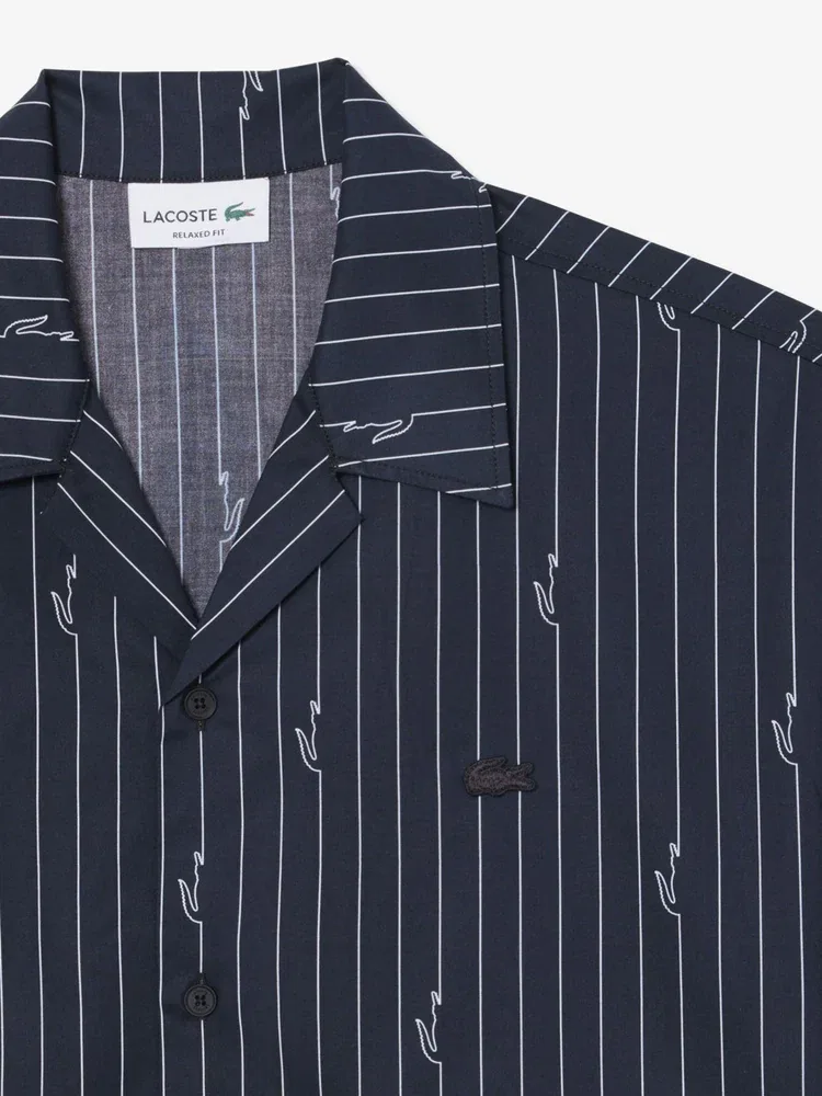 Мужская рубашка с принтом CROC AOP LACOSTE, Black — фото 3