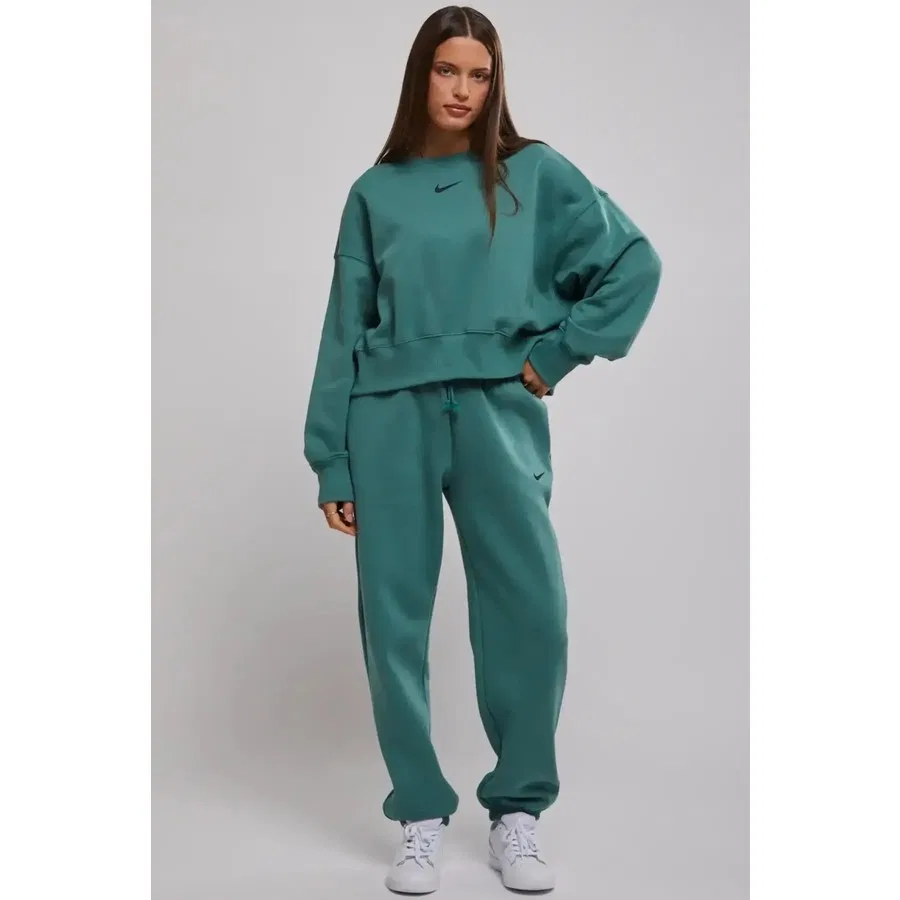Свитшот женский оверсайз с флисом Nike Sportswear Essentials, Зеленый — фото 4