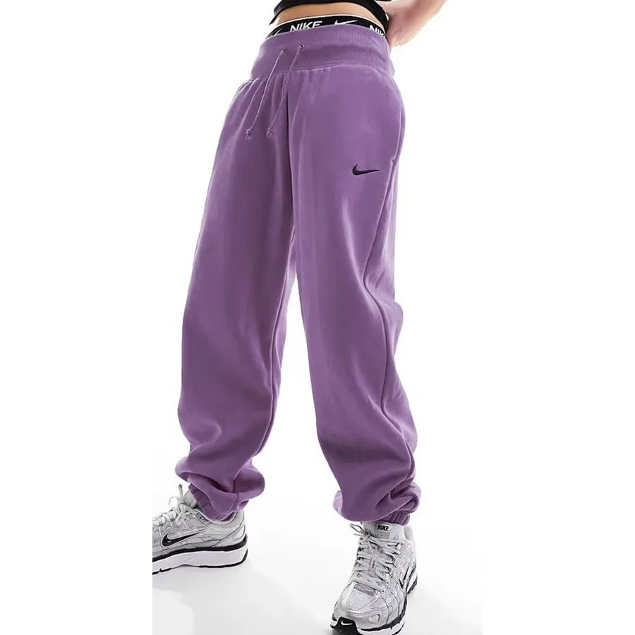 Женские спортивные брюки с высоким поясом, свободного кроя, модель Sportswear Phoenix Fleece, Nike, Фиолетовый