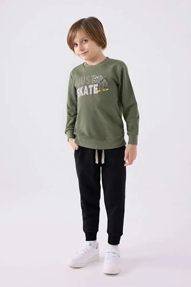 Детский комплект из свитшота и брюк для мальчиков с принтом rp3427-2 Rolypoly, Khaki