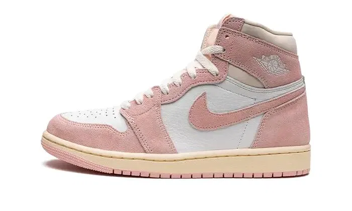 Детские кроссовки высокие с принтом Air Jordan 1 Retro High OG Washed Pink Jordan, Rosa Weiss Beige