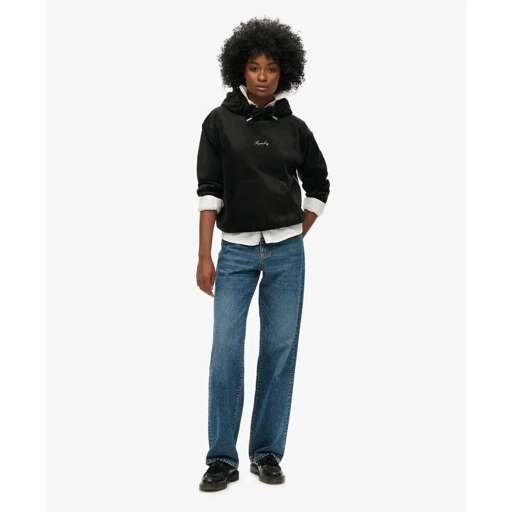 Женское худи из велюра Country Club Superdry, Schwarz — фото 3