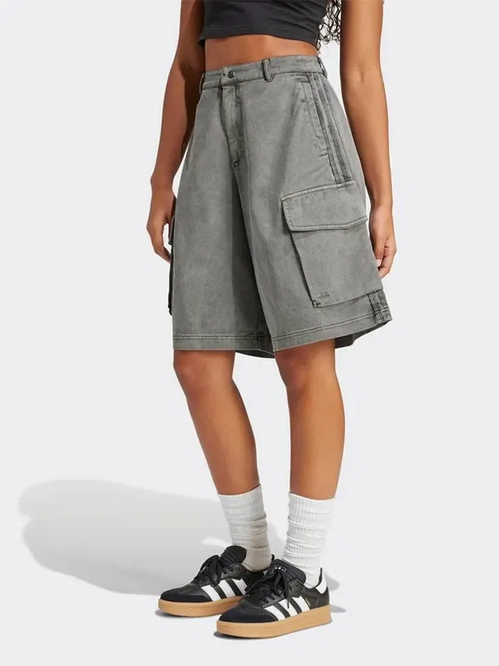 Женские джинсовые шорты свободного кроя Adidas, Grey — фото 2