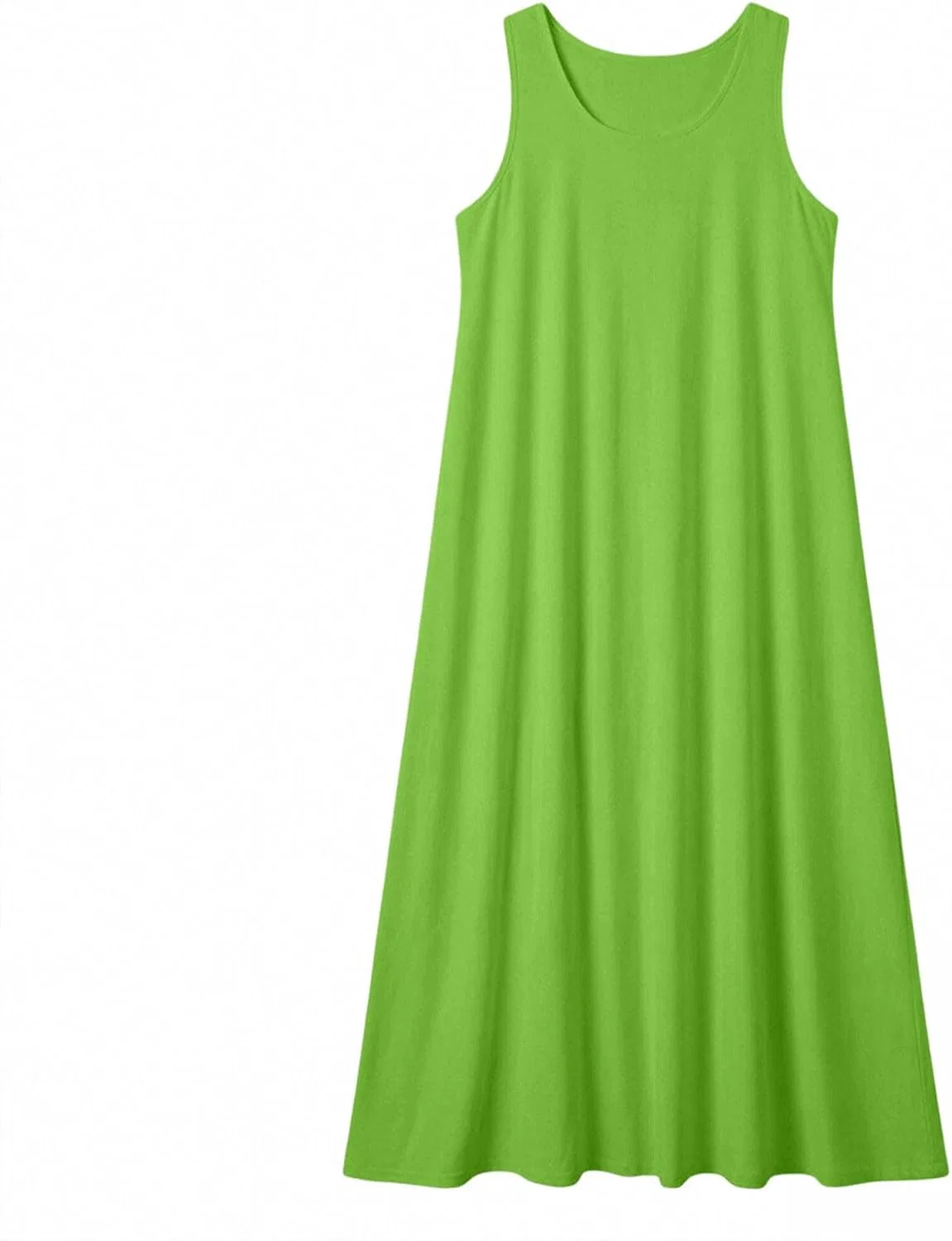 Женское платье-слип без рукавов с круглым вырезом, W-356 Lime Green — фото 4