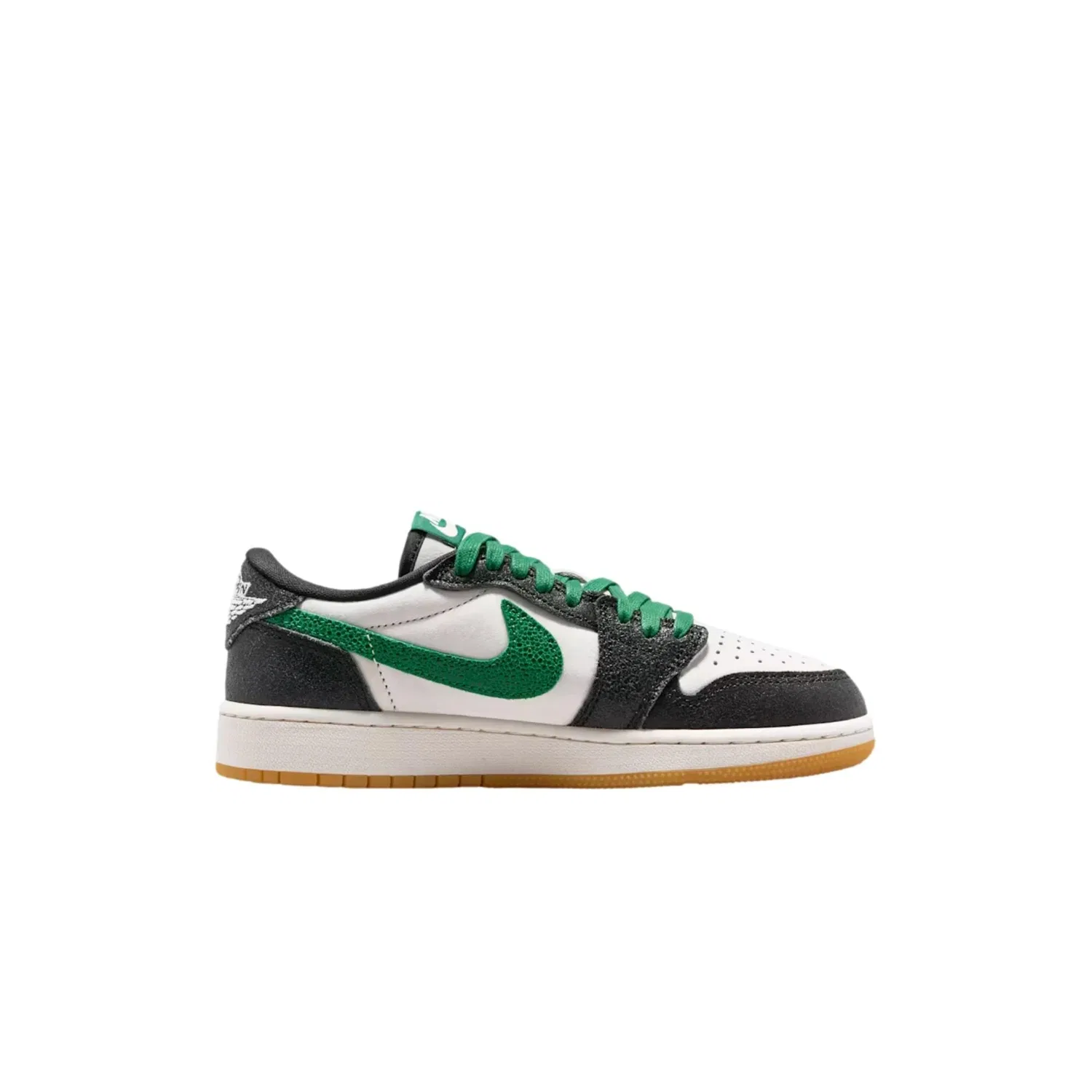 Детские кроссовки Nike Air Jordan 1 Retro Low OG Phantom / Pine Green - Black IR2300-030 Grade-School, White — фото 4