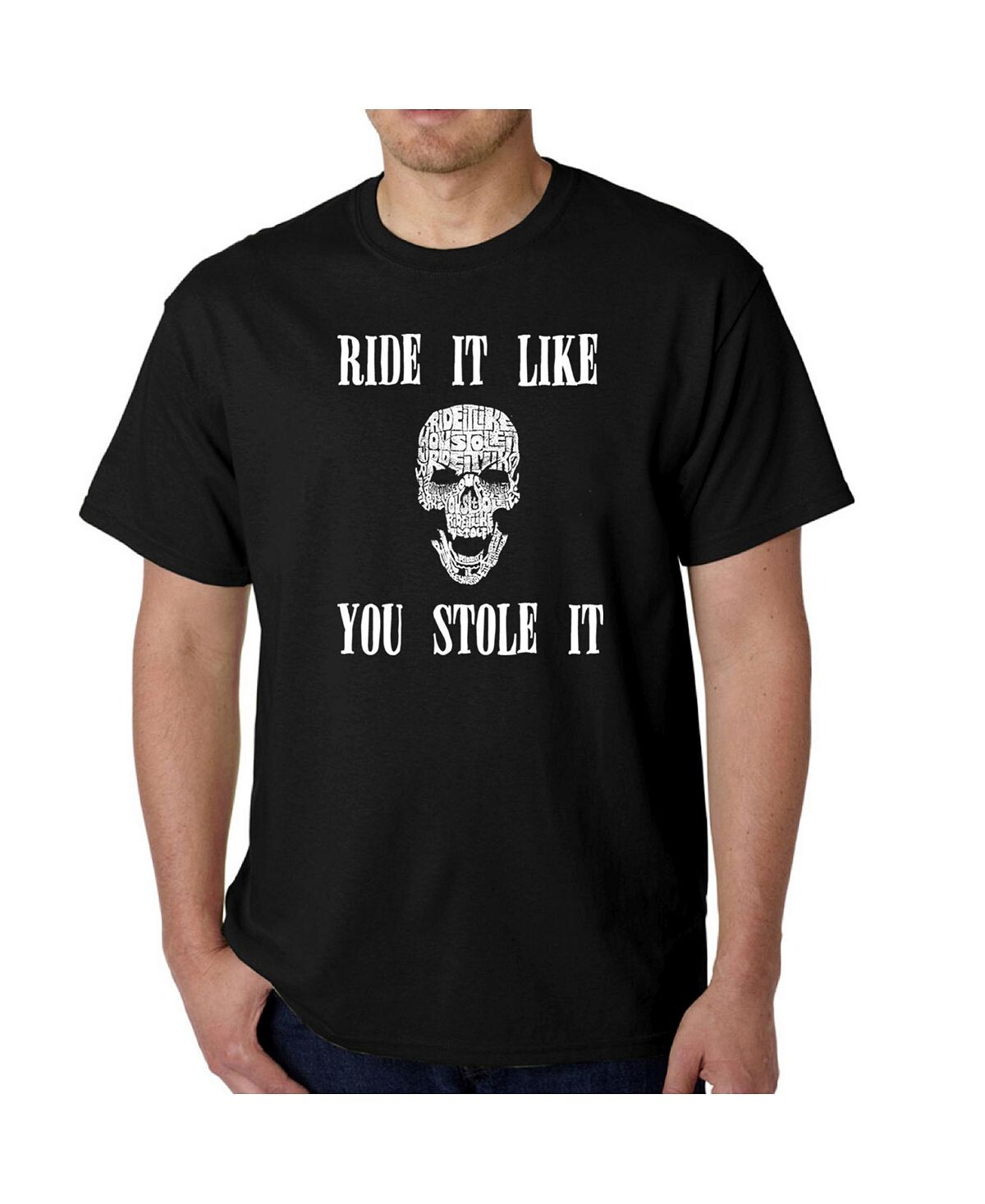 

Мужская футболка с надписью word art - ride it like you stole it LA Pop Art, черный