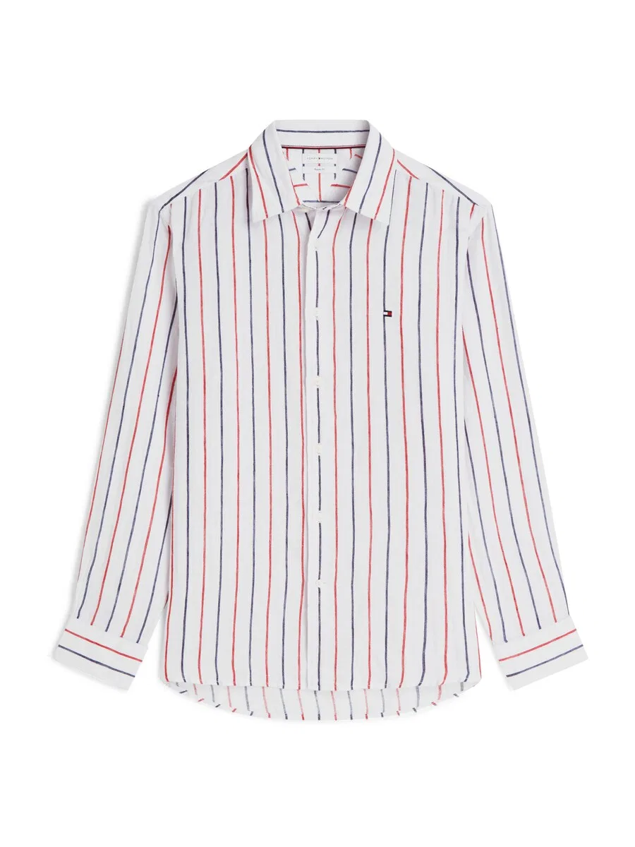 Рубашка TOMMY HILFIGER Regular fit Button Up Shirt 'Regular Fit Textured Stripe Pure' в вишнево-красном цвете