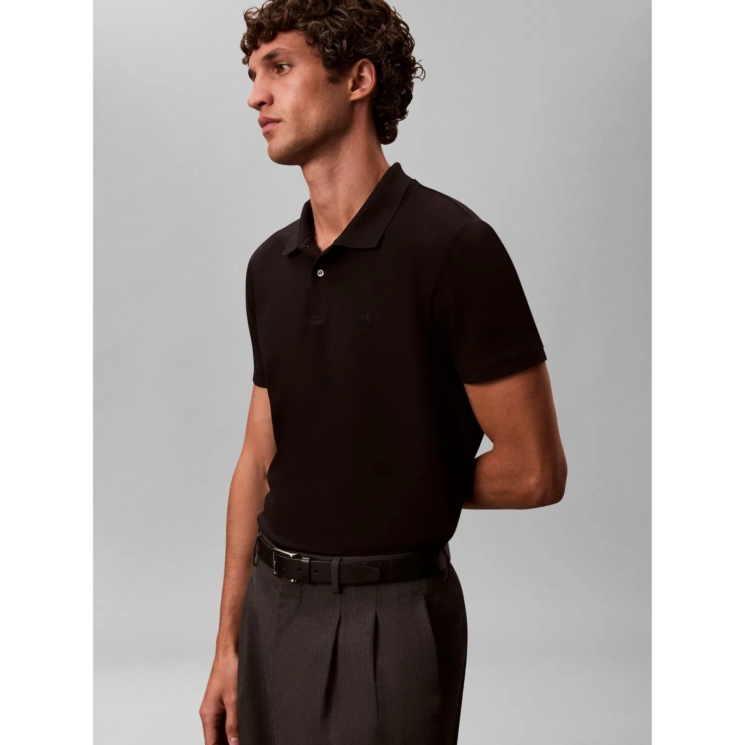 Мужское поло slim fit Calvin Klein, Black — фото 2