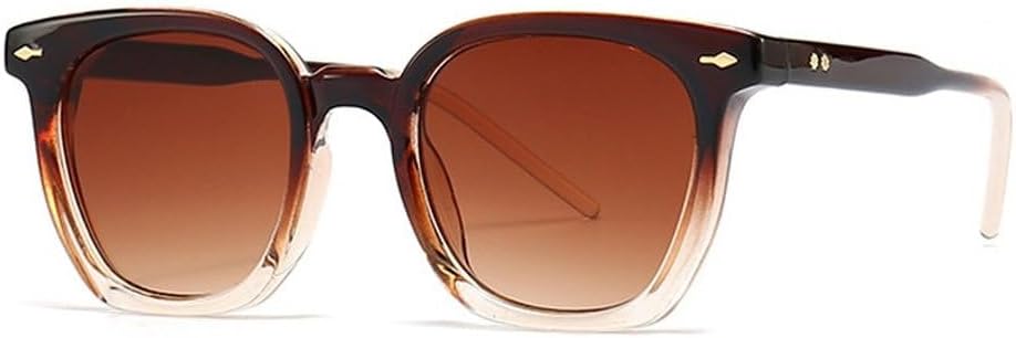 

Винтажные квадратные женские солнцезащитные очки в стиле панк с заклепками, защита от УФ-излучения UV400, модные градиентные очки, мужские темно-зеленые солнцезащитные очки SKFGNX, Brown Tea Gradient