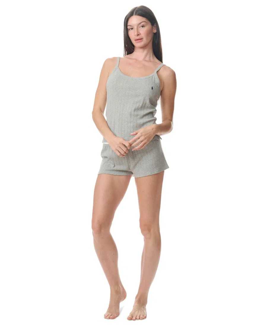 Комплект пижамы из хлопка с майкой на бретелях и шортами Polo Ralph Lauren, Heather Grey