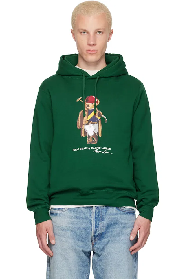 Зеленая толстовка-поло с изображением медведя из флиса Polo Ralph Lauren