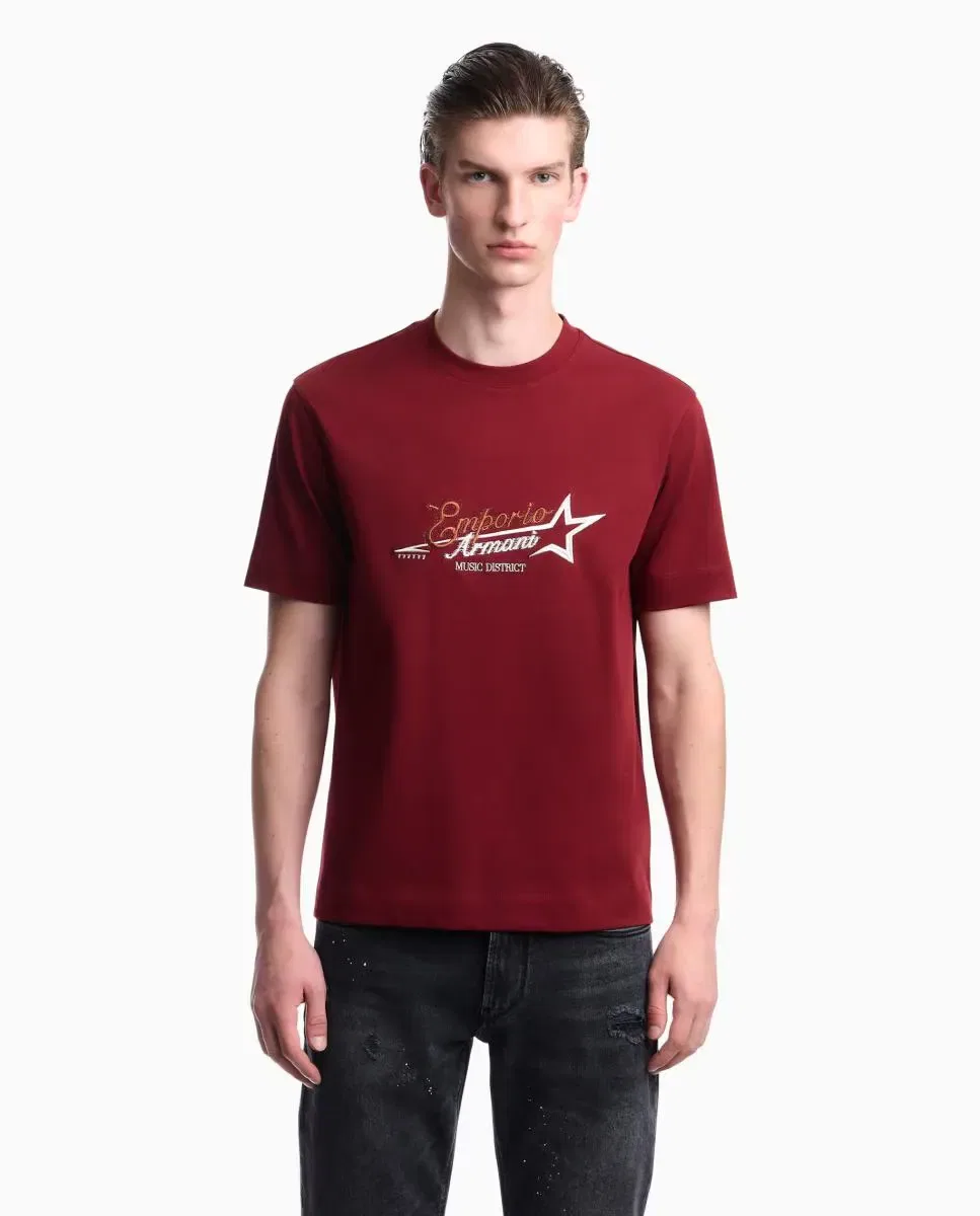 Мужская футболка с коротким рукавом с логотипом Emporio Armani, Red