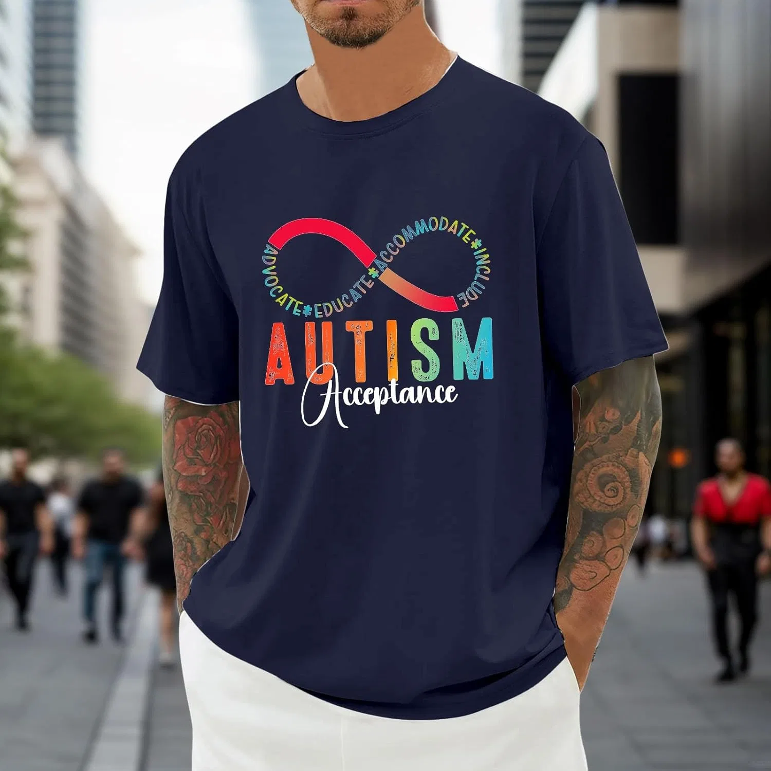 Унисекс футболка с коротким рукавом Autism Awareness, Navy — фото 3