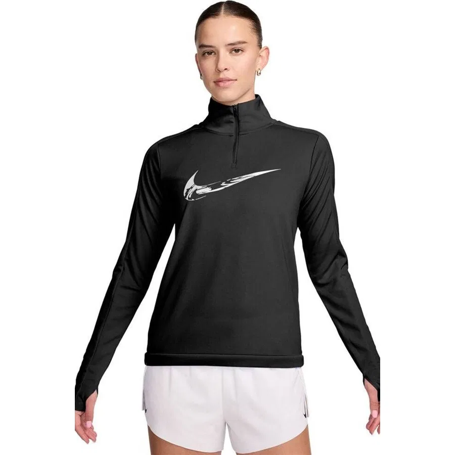 Свитшот женский с четвертью молнией Big Swoosh Nike, Черный